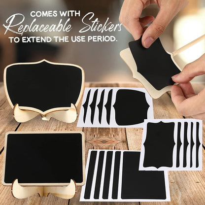 Mini Chalkboard Signs, 20 Pack Framed Small Chalk Board Food Labels with Easel Stand for Party Buffet or Wedding Celebration, Wooden Blackboard as Place Cards for Table Setting or Numbers (30)