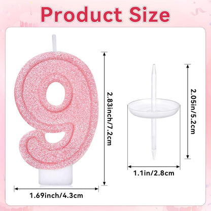 Cute Number 3 Birthday Candle, Glitter Pink Number Candles, Birthday Cake Topper Decoration, Party Supplies Anniversary Celebrations