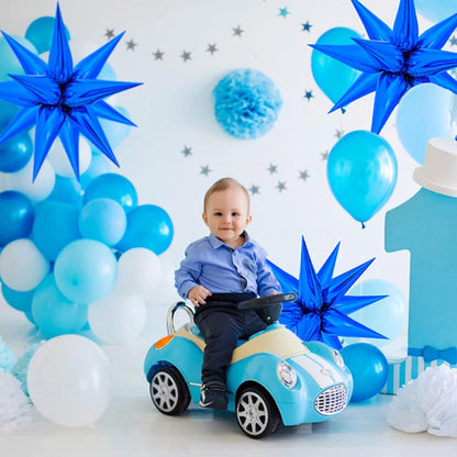ZAKVOOR 60 Pcs Star Balloons 12 Spike Foil Explosion Party Decoration Balloons for Christmas New Year Eve Birthday (Silver)