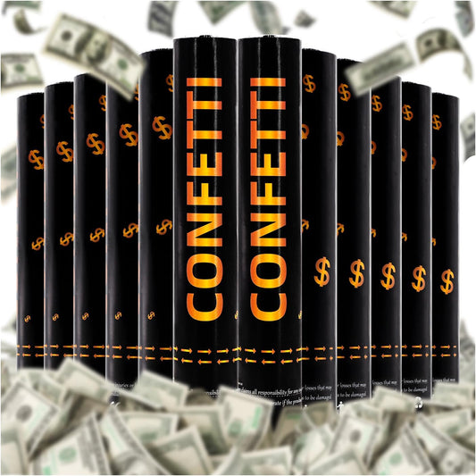 Confetti Cannon Party Poppers 12 Pack 100 Dollar Bill Money Paper Make it Rain 12 inch Confetti Shooters Bill Launcher for Business Signing Opening Activities Birthday Party Celebration