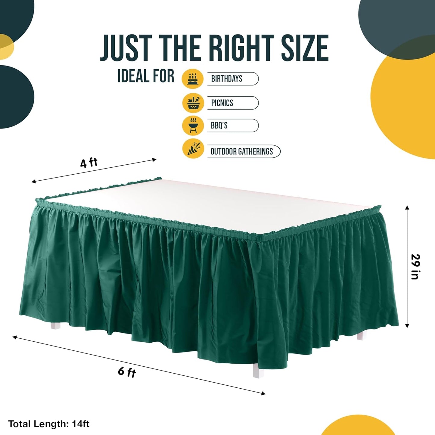 Exquisite Ruffle Table Skirt Pink 6 Pack 14 Ft Long Table Skirts for Rectangle Tables 6ft Plus or Round Tables Skirts with Adhesive Strip for Gender Reveal Decor & Happy Birthday Parties