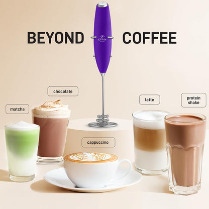 Zulay Kitchen Powerful Milk Frother Wand With Duracell Batteries - Ultra Fast Handheld Drink Mixer - Electric Whisk Foam Maker for Coffee, Lattes, Cappuccino & Matcha - Z1 Motor - Black - Colors C