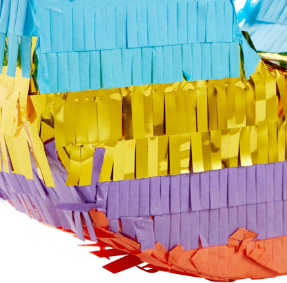 BLUE PANDA Rainbow Number 6 Pinata - Sturdy Corrugated Build & Easy Hang for Fiesta Party - Candy Filled 6th Birthday Party Surprise - Vibrant Tie-Dye Items for Kids - Small (16.5x11x3 In), Blue/White