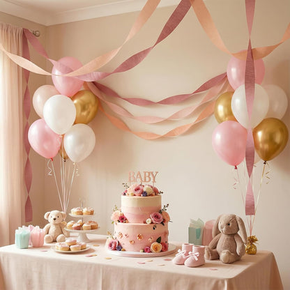 Pastel Crepe Paper Streamers 9 Rolls 738ft,Fancy Streamers Party Decorations for Birthday Mother's Day Wedding Holiday Decorations DIY Gift Wrapping, 1.77 Inch x 82 Ft/Roll