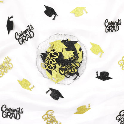 200PC Gold Graduation Confetti Class of 2026 Congrats Grad Confetti for Table Grad Cap Scatters for Graduation party decorations 2026