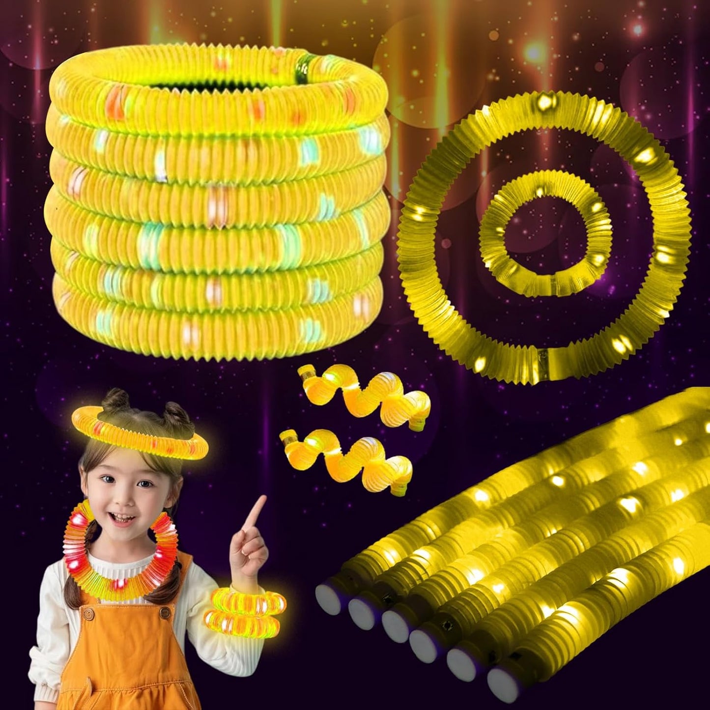 Yellow 12PCS Glow Sticks Stocking Stuffers Party Favors-Glow in The Dark Party Supplies for Kids and Adults, Perfect for Festivals, Birthday Parties, Raves, Concerts, and Camping Decorations