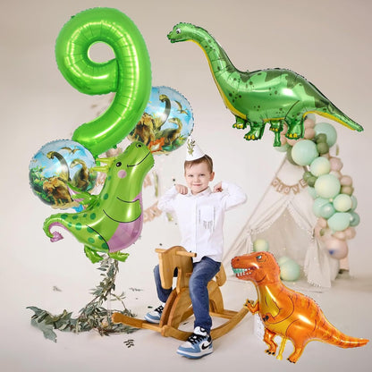 Dinosaur 5th Birthday Decorations, Dinosaur Birthday Party Decorations with Giant Inflatable Dinosaur Balloons 40 Inch Helium Foil Mylar Number 5 Balloons for Dinosaur Theme Birthday Party Decorations