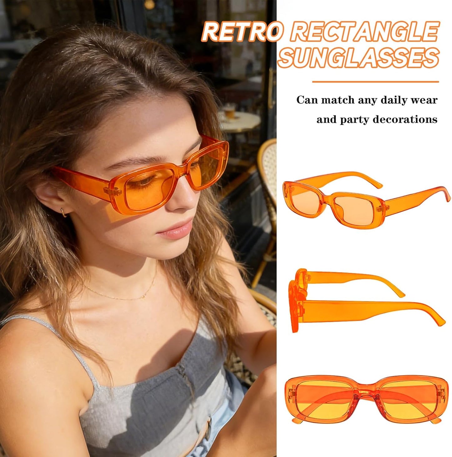 SUNOVELTIES 10 Pack Rectangle Sunglasses for Women Retro Narrow Square Glasses 90s Aesthetic Vintage Eyewear Uniex Adult