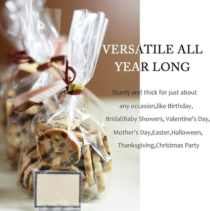 Gusseted Flat Bottom Cellophane Bags with Paper Insert 50Pcs 4x2x8 Inches Smore Bags