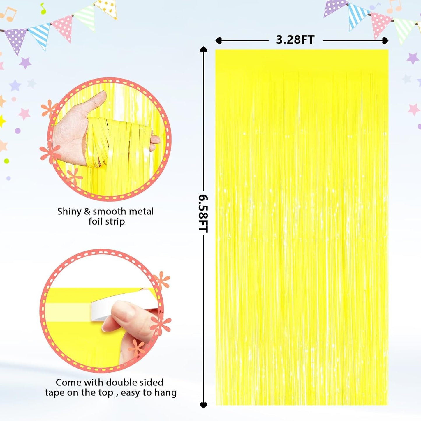 GCB 2Pack Black Metallic Tinsel Foil Fringe Curtains, Black Foil Curtain Backdrop, Photo Booth Props for Birthday Wedding Baby Shower Bachelorette Xmas Celebration Party Decorations Door Streamers