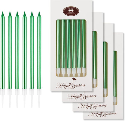 BEAN LIEVE 24-Count Birthday Candles - Long Thin Cake Candles Slow Burning Candles for Birthday, Wedding, Lucky Party Decoration (Champagne Gold)