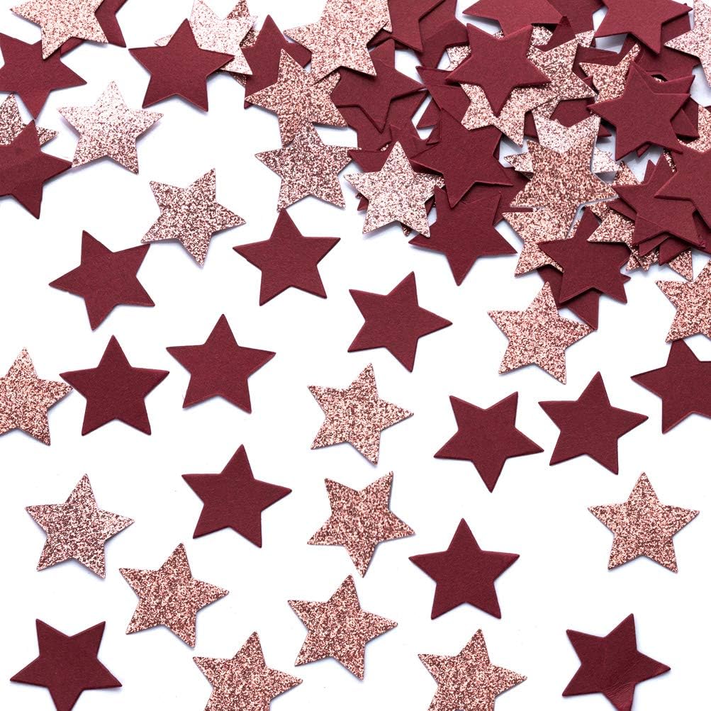 MOWO Glitter Five Stars Confetti Wedding Party Decor and Table Decor, 1.2’’ in Diameter (Glitter Gold,200pc)