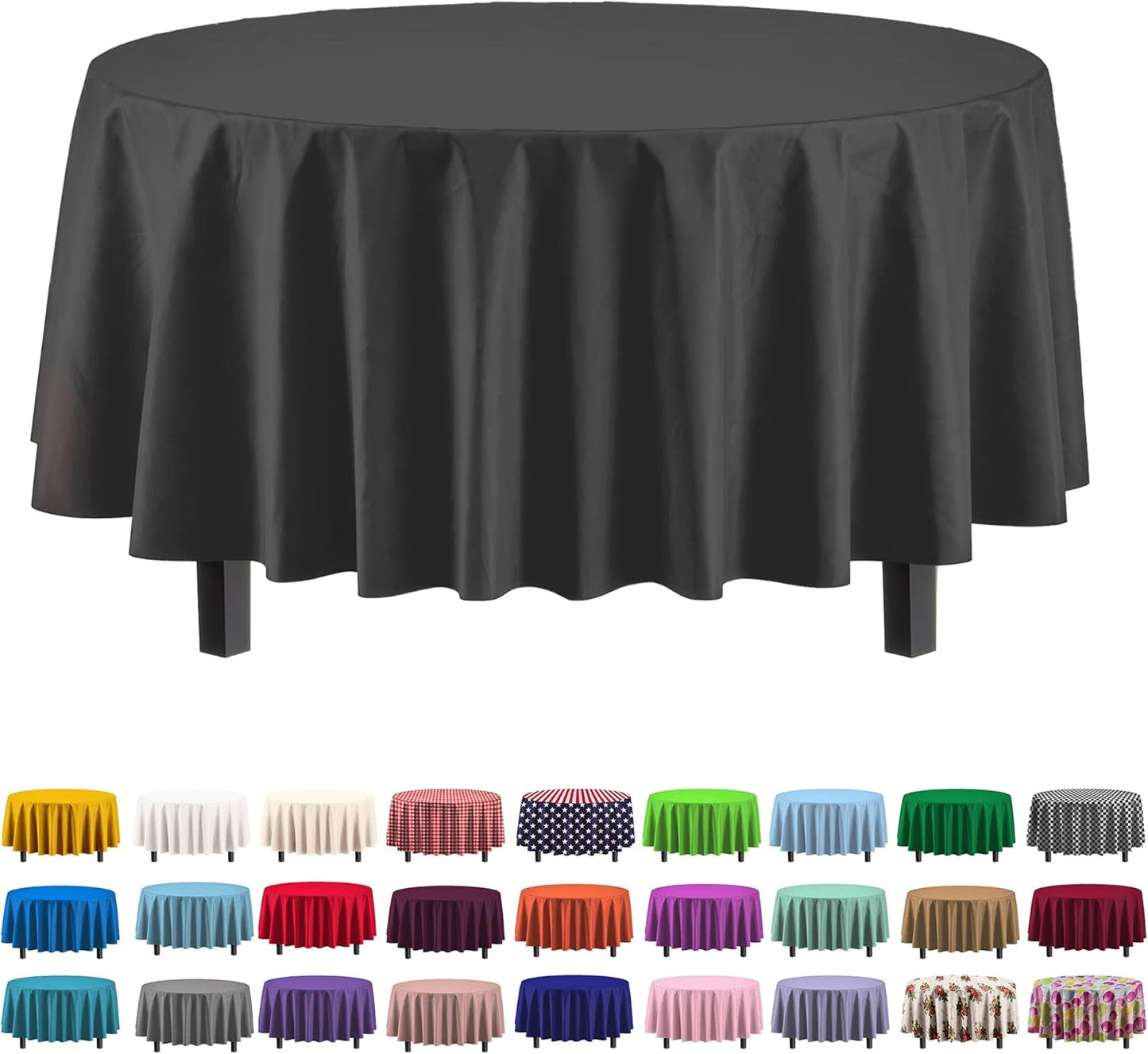 Exquisite Party Solids 6-Pack Premium Plastic Tablecloth 54in. x 108in. Rectangle Plastic Table Cover - Navy