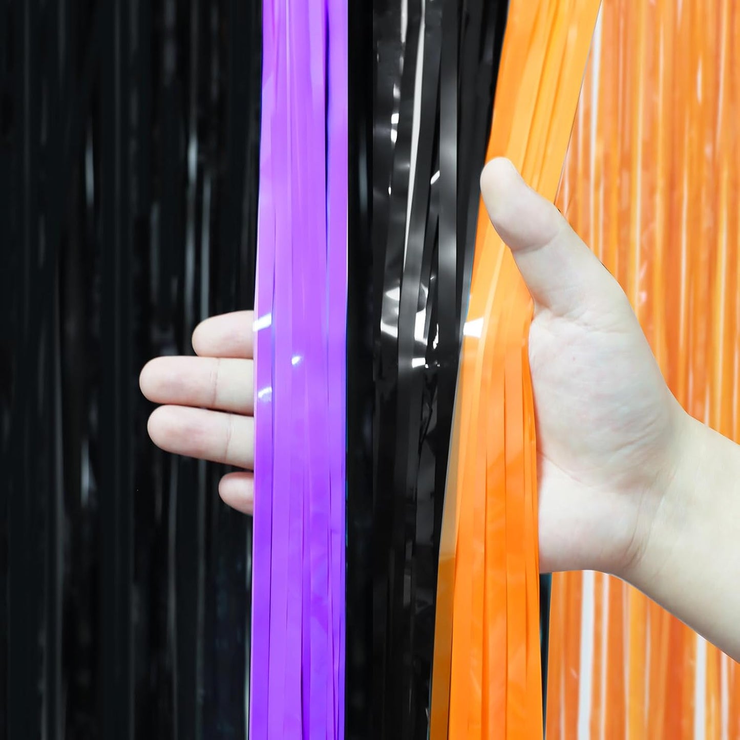 Voircoloria 3 Pack 3.3x8.2 Feet Gold Foil Fringe Backdrop Curtains, Tinsel Streamers, Fringe Backdrop for 2025 New Years Eve, Graduation, Birthday, Baby Shower, Gender Reveal, Disco Party - Colors B