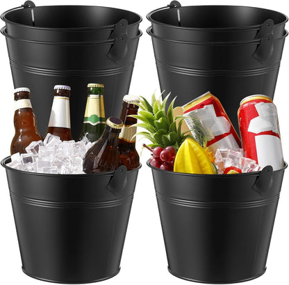 Didaey 24 Pcs Metal Beer Bucket Bulk Ice Bucket Ice Pails with Handle Champagne Soda Party Beverage Chiller for Summer Picnic Pool Wedding Party Supplies Wine Champagne Bar (7.1 x 6.5 x 5.1",Gold)