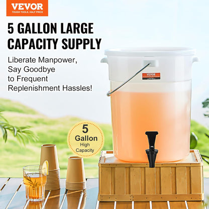 VEVOR Beverage Dispenser, 5 Gallon *2 Drink Dispensers for Parties, Plastic Juice Dispenser with Spigot and Lid, Iced Tea Lemonade Juice Water Dispenser, for Restaurants, Hotels, Parties, 2 Pack