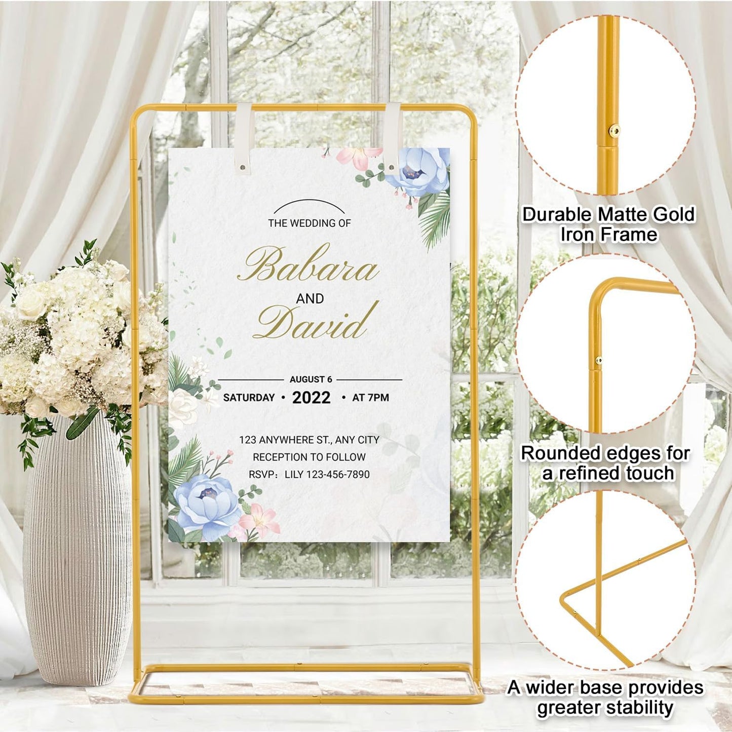 Wedding Welcome Sign Stand, 69" Wedding Sign Holder for Seating Charts ,Welcome to Our Wedding Sign Stand for Event Decor,Welcome Sign Stand for Party to Welcome Guests