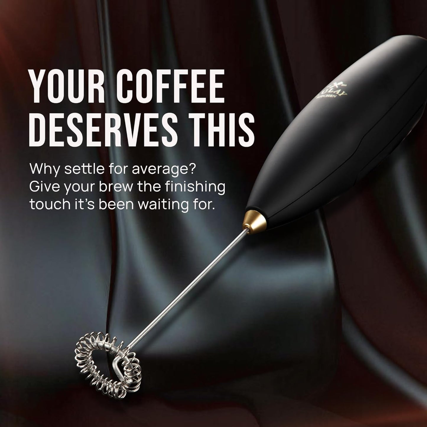 Zulay Kitchen Powerful Milk Frother Wand With Duracell Batteries - Ultra Fast Handheld Drink Mixer - Electric Whisk Foam Maker for Coffee, Lattes, Cappuccino & Matcha - Z1 Motor - Black - Colors C