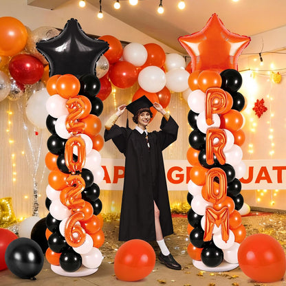 2 Sets Graduation Balloon Column Stand Kits with Balloons 2026 Grad Themed Decoration Navy Blue Balloon Tower Stand Kit for Grad High School & College Celebration Party Decor