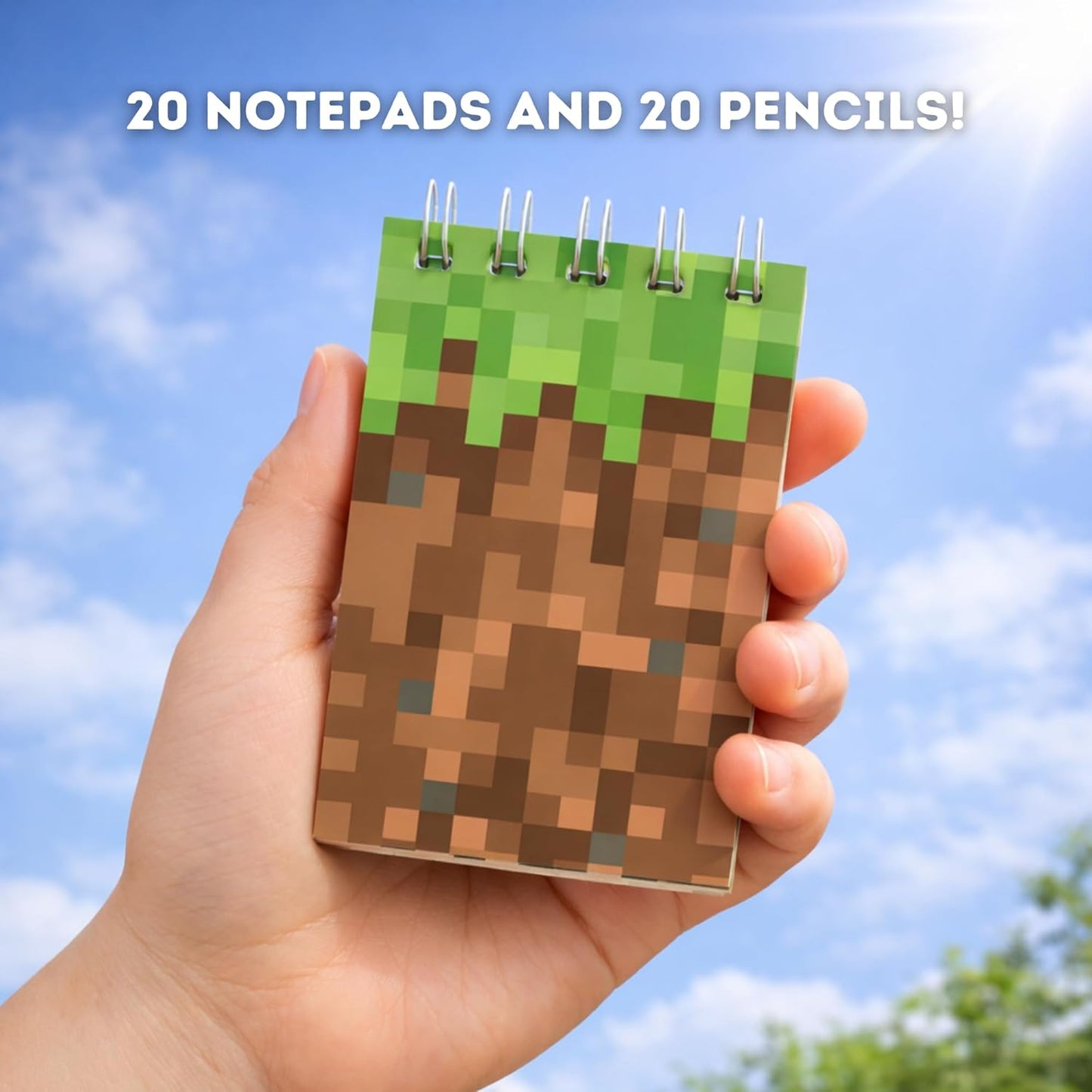 40 PCS Pixel Theme Party Favors | Mini Party Supplies 20 Pencils & 20 Miner Theme Notepads | Birthday Pixel Goodie Bag Favors | Decorations