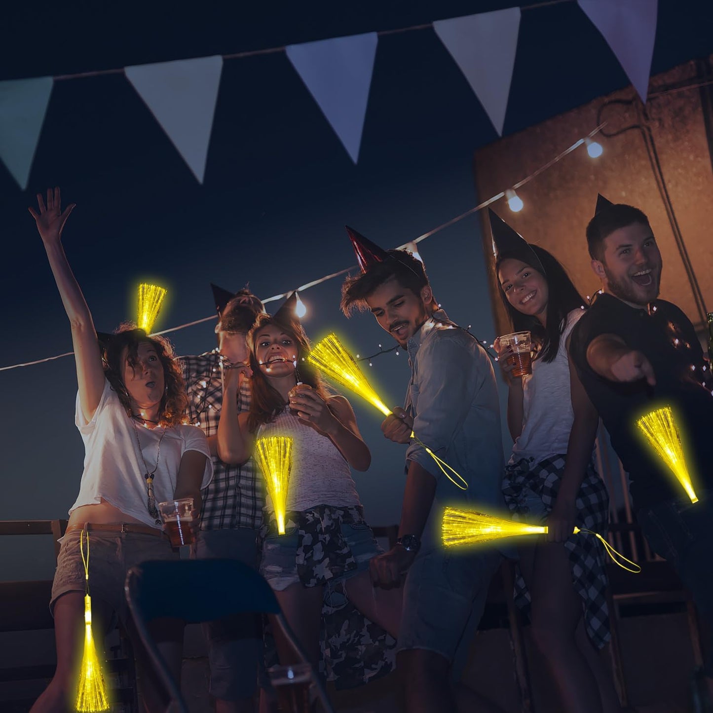 30 Pack Blue Fiber Optic Wands Glow Fiber Wands Bulk LED Light Up Wands with 3 Flashing Modes LED Flashing Sticks for July 4th Halloween Christmas Wedding Birthday Carnival Bachelor Party