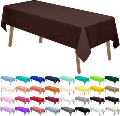 PARTY ULYJA White Plastic Tablecloths 2 Pack Disposable Table Covers 54 x 108 Inch Bridal Shower PEVA Vinyl Table Cloths for Picnic Birthday Wedding Banquet Parties 8 ft Rectangle Table Use
