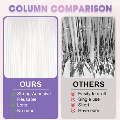Voircoloria 3 Pack 3.3x8.2 Feet Gold Foil Fringe Backdrop Curtains, Tinsel Streamers, Fringe Backdrop for 2025 New Years Eve, Graduation, Birthday, Baby Shower, Gender Reveal, Disco Party - Colors A