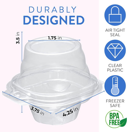 Plastic Cupcake Containers Boxes | 12 Compartment – 8 Pack | Disposable High Dome Dozen Cupcake Holder With Lid Bulk | Extra Sturdy Stackable Cupcake Boxes | Durable Muffin Packaging Transporter To Go