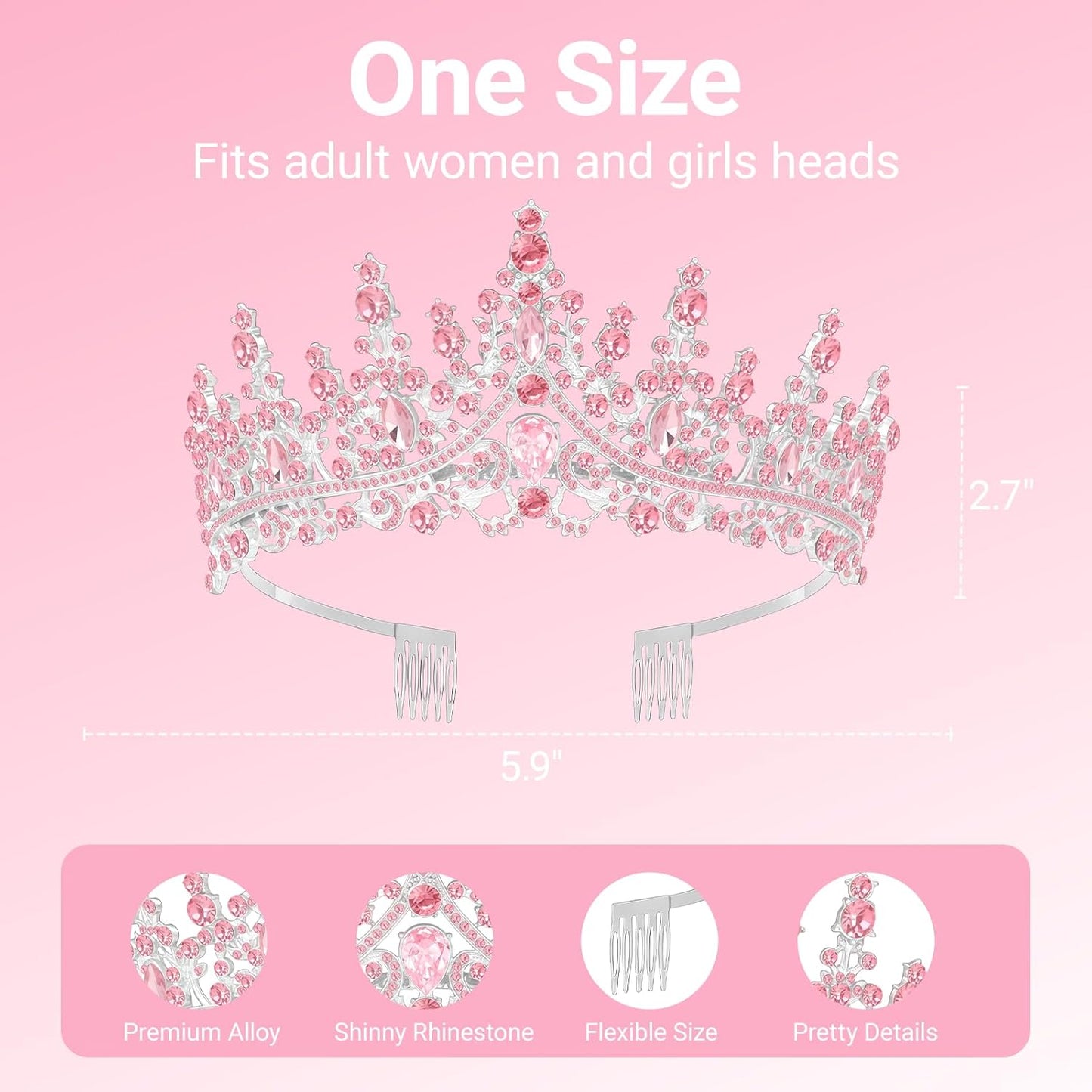 Birthday Tiara and Crown with Sash, Birthday Tiara for Women Party Silver