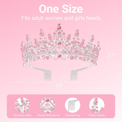 Birthday Tiara and Crown with Sash, Birthday Tiara for Women Party Silver