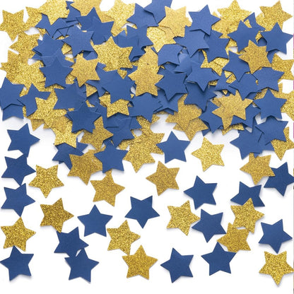 MOWO Glitter Five Stars Confetti Wedding Party Decor and Table Decor, 1.2’’ in Diameter (Glitter Gold,200pc)