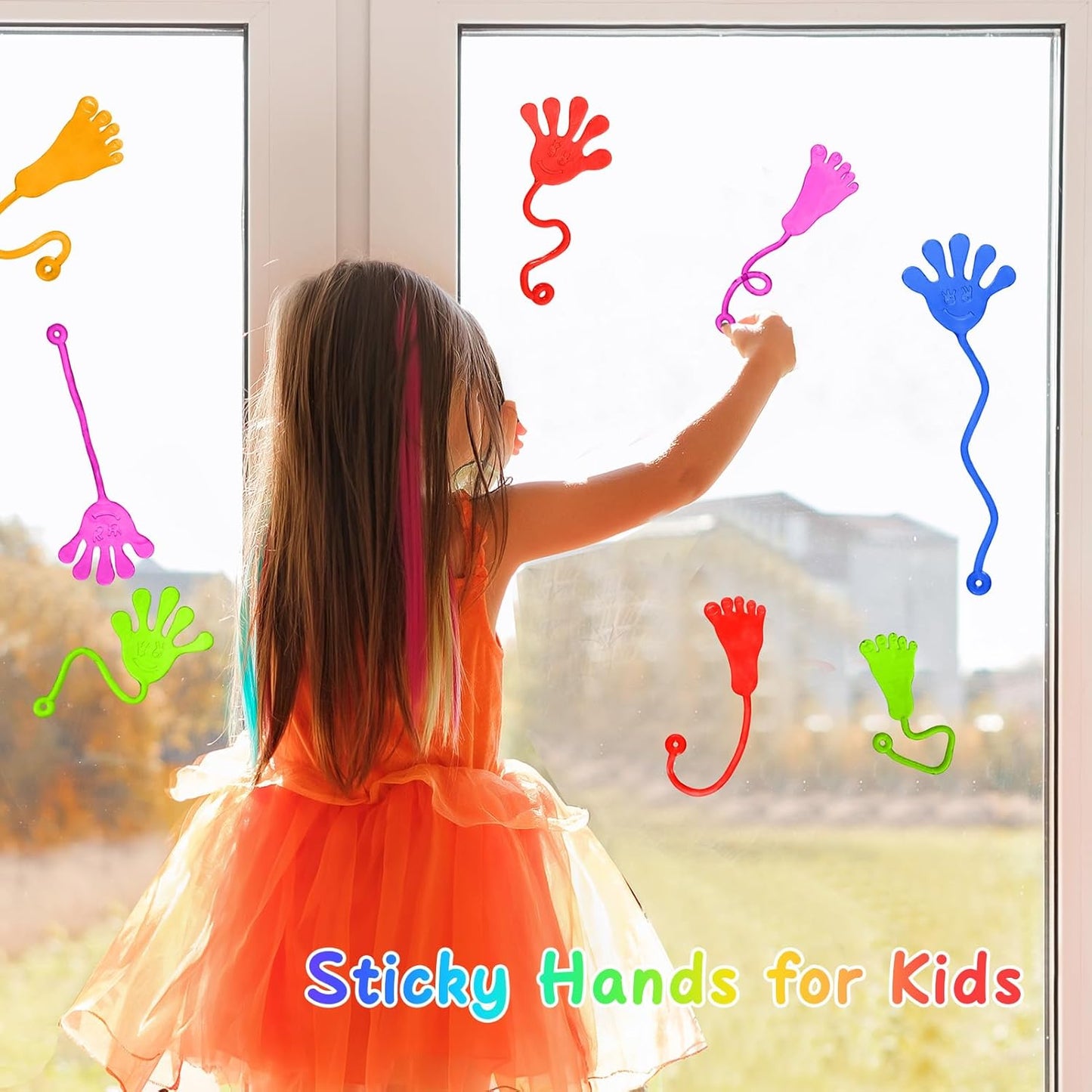 PICcircuit Sticky Hands Bulk 30 PCS Party Favors for Kids 4-8,8-12 Year Stretchy Sticky Hand Feet Goodie Bags Stuffers for Kids Classroom Prizes End of Year Student Gifts Birthday Trinkets Slap Hand