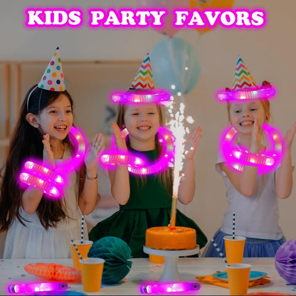 Orange Glow Sticks Party Favors Supplies for Kids 24 PCS,4th of July LED Light up Pop Tubes for Toddlers,Neon Necklaces Bracelets Accessories,Birthday Dance Party 250th Anniversary Camping Toys Gifts