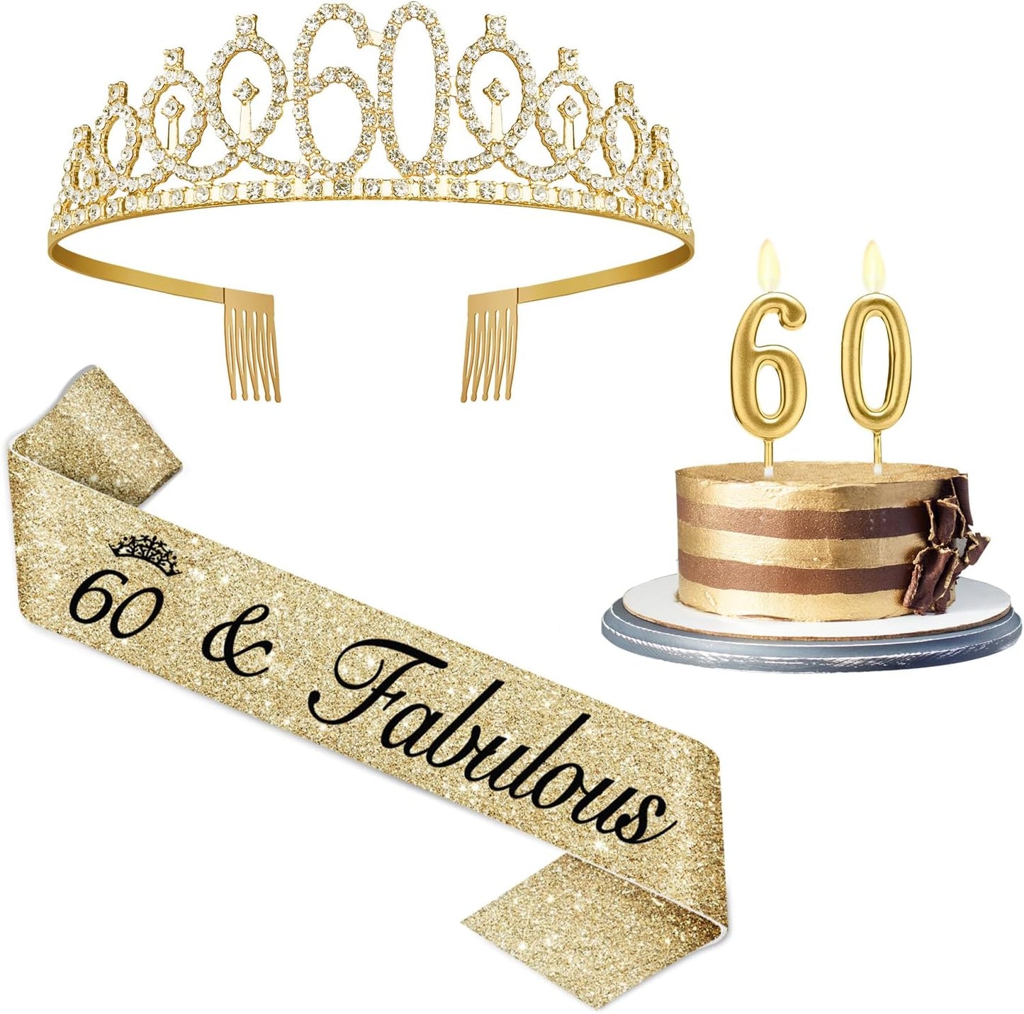 21st Birthday Decorations for Her with 21st Birthday Sash and Crown, Candles Gold, Gifts for 21 Year Old Girls