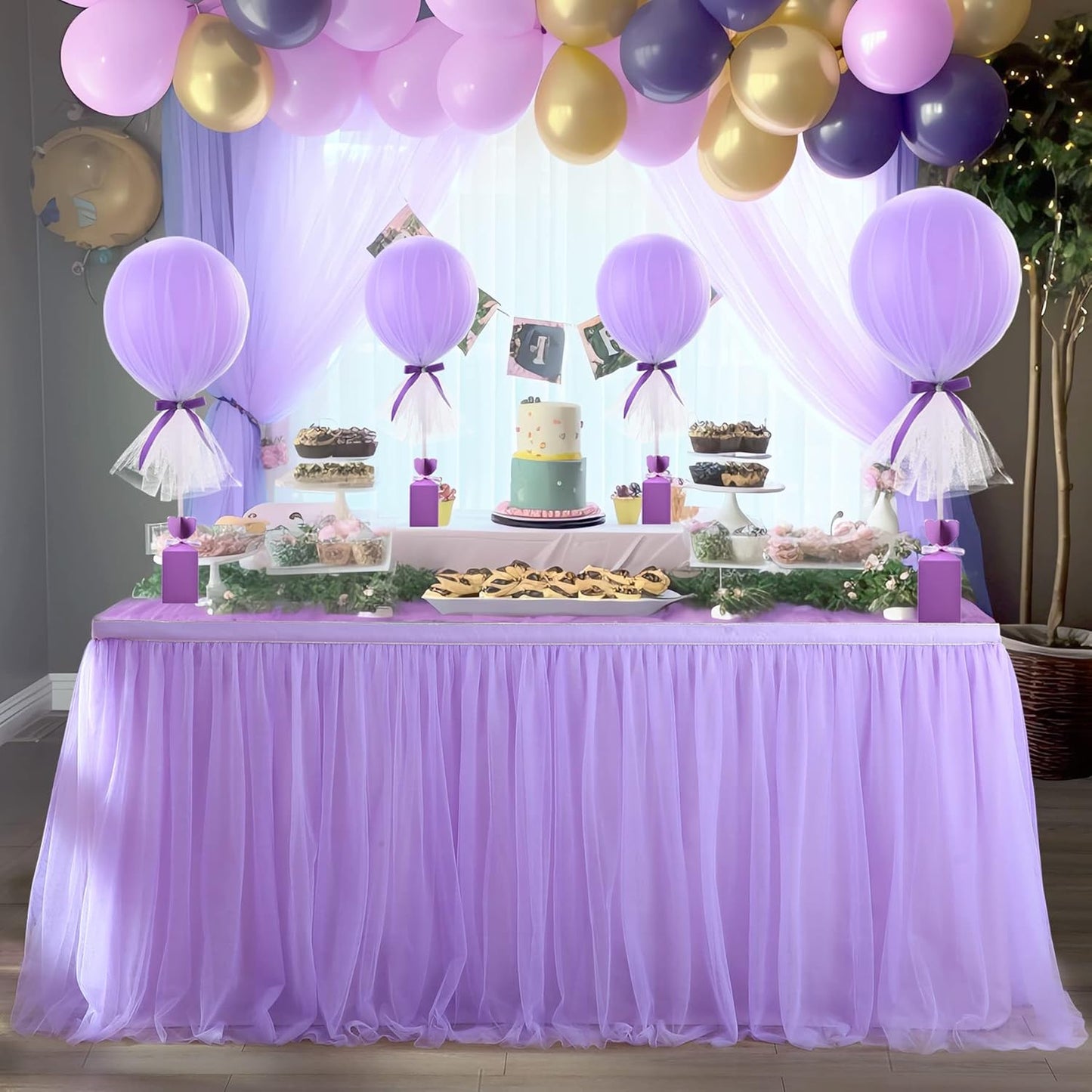 Suppromo 6ft Pink Tulle Table Skirt Baby Shower Tablecloth for Rectangle Tables or Round Tables Pink Ruffle Tutu Table Skirts Desk Skirt for Princess Girls Birthday Party Cake Dessert Decorations