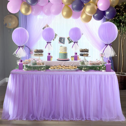 Suppromo 6ft Pink Tulle Table Skirt Baby Shower Tablecloth for Rectangle Tables or Round Tables Pink Ruffle Tutu Table Skirts Desk Skirt for Princess Girls Birthday Party Cake Dessert Decorations