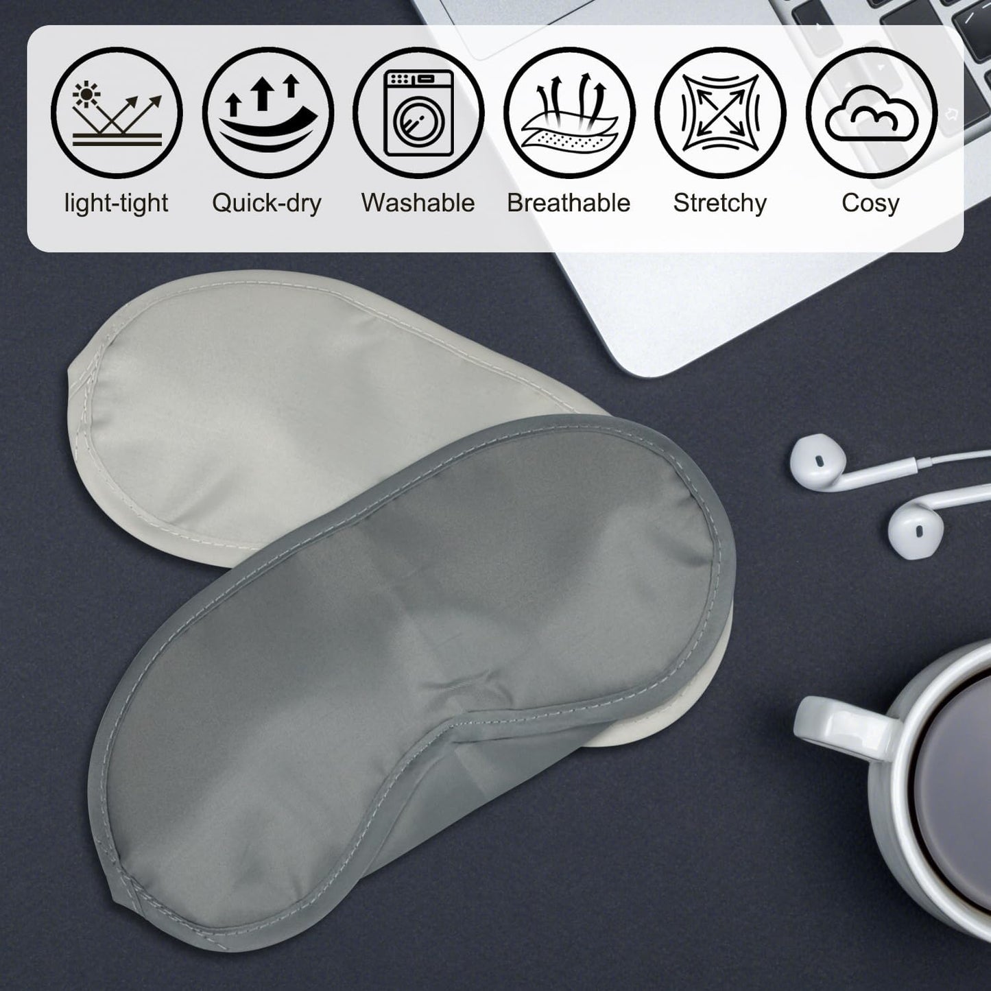 5 Pcs Sleep Mask, Eye Masks for Sleep, with Nose Pad and Elastic Strap for Blind Folds, for Adult Play, Travel Eye Mask, Sleeping, Team Building (Colorful, Medium(3.35x 7.28inch))