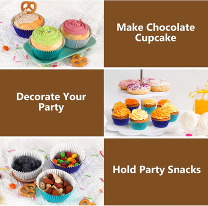 Gifbera White Metallic Foil Cupcake Liners Standard Size Baking Cups, 200-Count