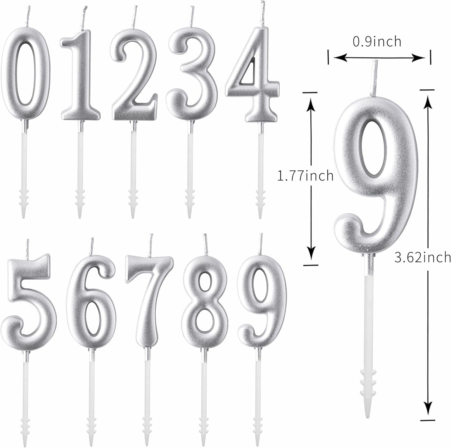 PHD CAKE 10-Pieces Pink Numeral Birthday Candles, Cake Numeral Candles Number 0-9 Glitter Cake Topper Decoration for Birthday,Wedding Anniversary,Party Celebration