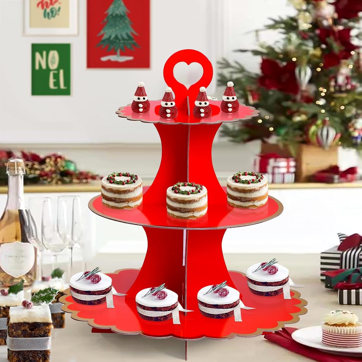 Soleebee 3-Tier Cupcake Stand, Cardboard Cupcake Tower, Cup Cake Stand Tower for Birthday Wedding Party Decoration, Cupcake Tier Stand Desserts Display 1 Set (Purple Gold)