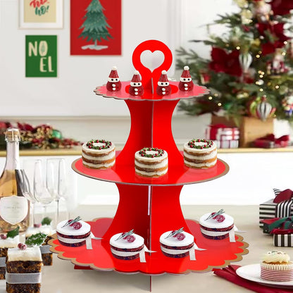 Soleebee 3-Tier Cupcake Stand, Cardboard Cupcake Tower, Cup Cake Stand Tower for Birthday Wedding Party Decoration, Cupcake Tier Stand Desserts Display 1 Set (Purple Gold)