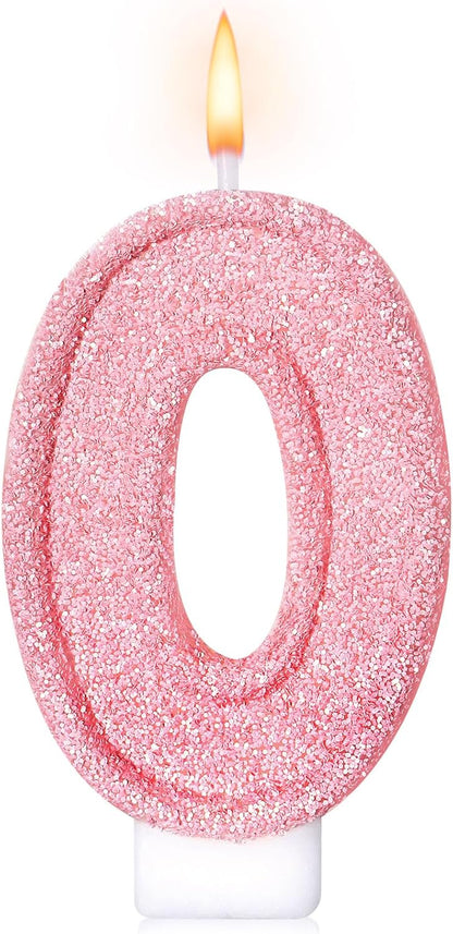 Cute Number 3 Birthday Candle, Glitter Pink Number Candles, Birthday Cake Topper Decoration, Party Supplies Anniversary Celebrations