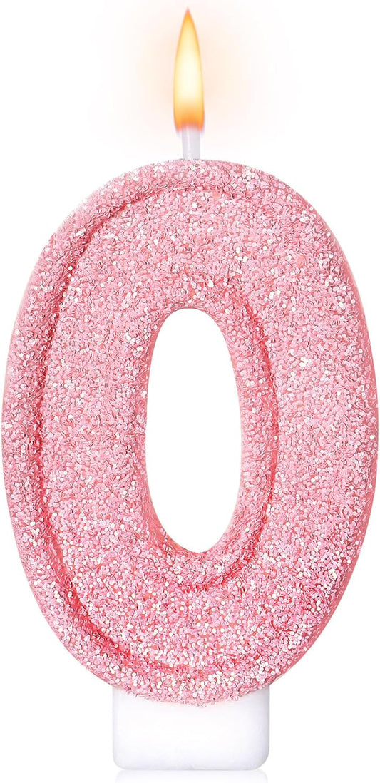 Cute Number 3 Birthday Candle, Glitter Pink Number Candles, Birthday Cake Topper Decoration, Party Supplies Anniversary Celebrations