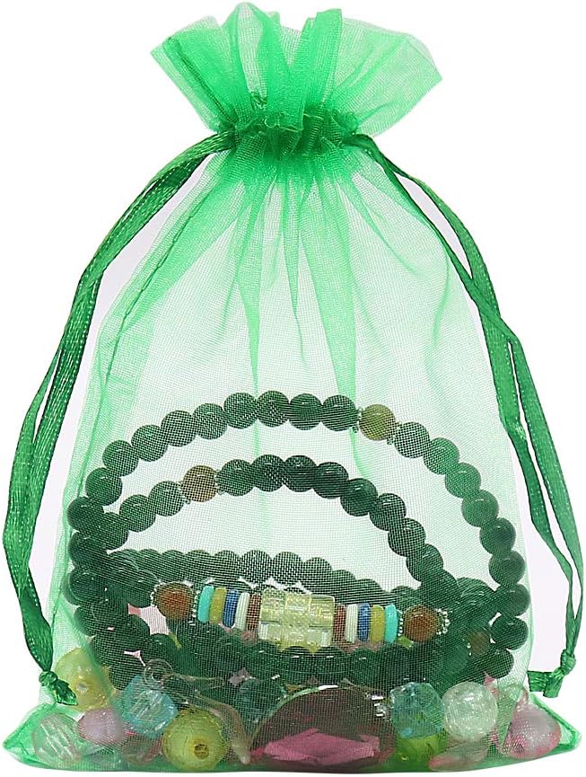 HRX Package 100pcs White Organza Bags, 4x6 inch Mesh Bags Drawstring Gift Bags Jewelry Pouches for Candy Wedding Favors Christmas