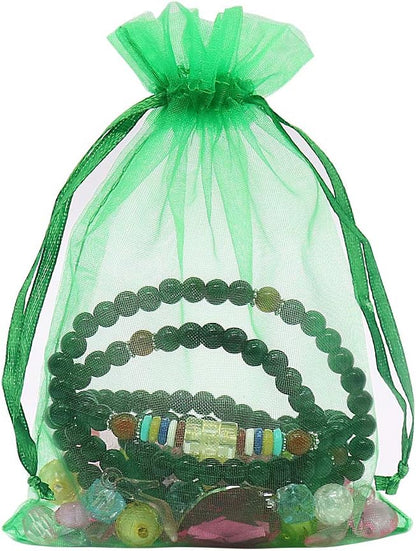 HRX Package 100pcs White Organza Bags, 4x6 inch Mesh Bags Drawstring Gift Bags Jewelry Pouches for Candy Wedding Favors Christmas
