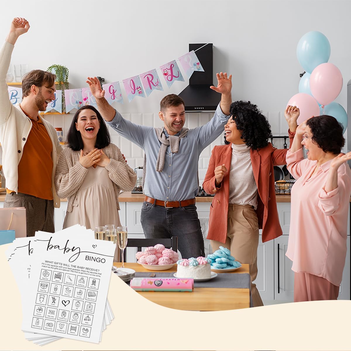 50 PCS Baby Bingo for Baby Shower Girl Boy Baby Shower Bingo Game Cards Baptism Party Perforated Calling Cards