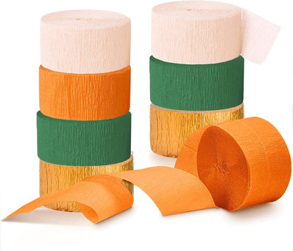 NICROHOME EUR Wedding Party Decorations, 8 Rolls Moss Sage Green Pink Crepe Paper Streamers for Boho Baby Shower, Wedding, Engagement Party, Spring Party, Birthday Party Supplies, 82 ft Long