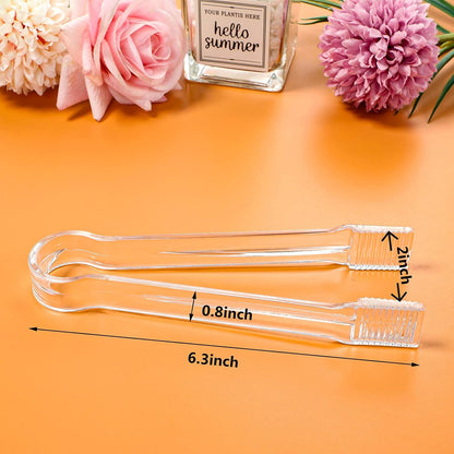 Roshtia 12 Pcs Plastic Serving Tongs Mini Kitchen Tongs Utility and Plastic Kitchen Scoops Clear Ice Scoop Mini Clear Buffet Scoop for Candy Dessert Buffet Ice Snack Coffee Tea