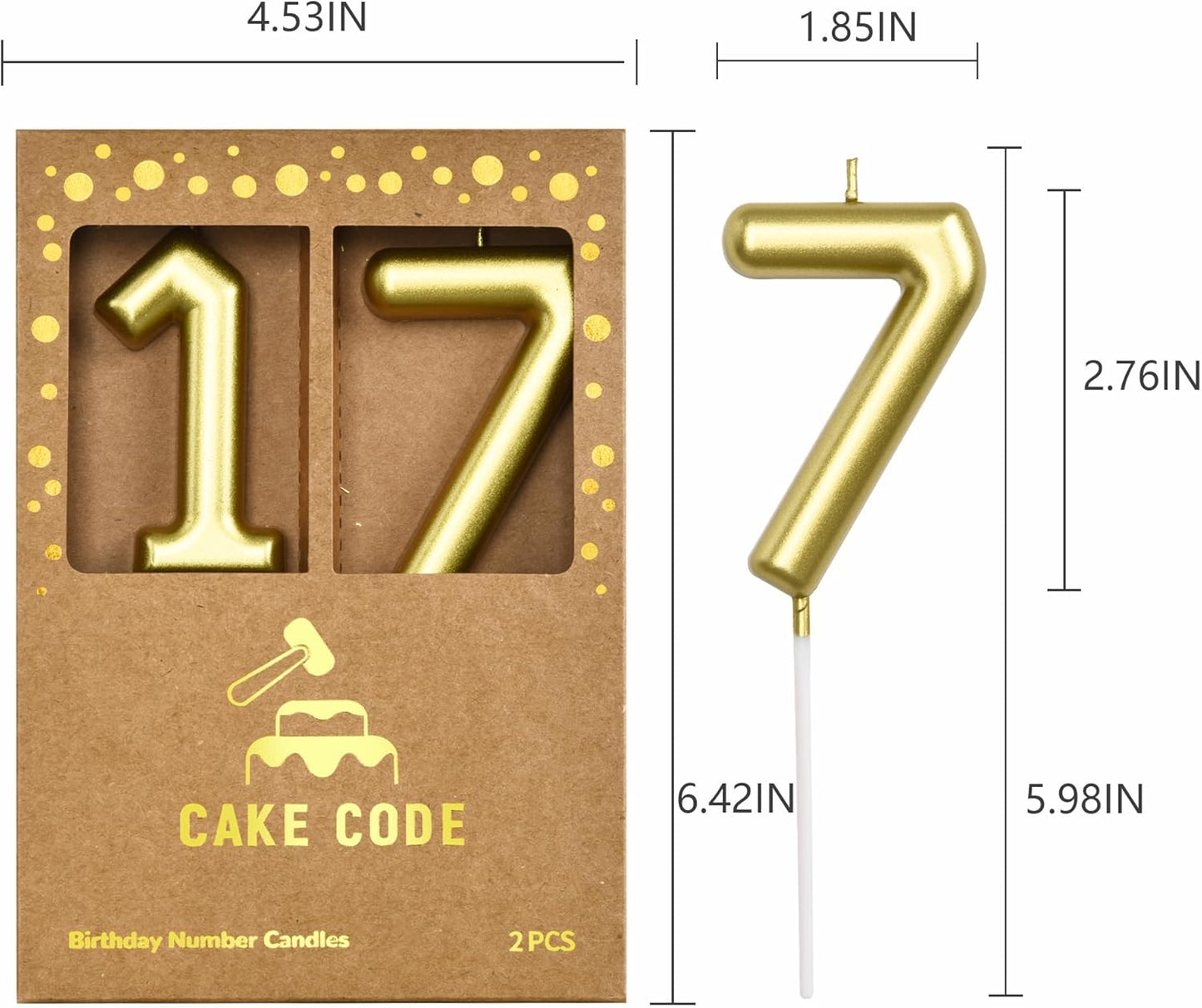2.76 Inch Classical Gold 5 Number Birthday Candles, Gold Number Candles, Cake Number Candles, Party Celebration