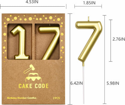 2.76 Inch Classical Gold 5 Number Birthday Candles, Gold Number Candles, Cake Number Candles, Party Celebration
